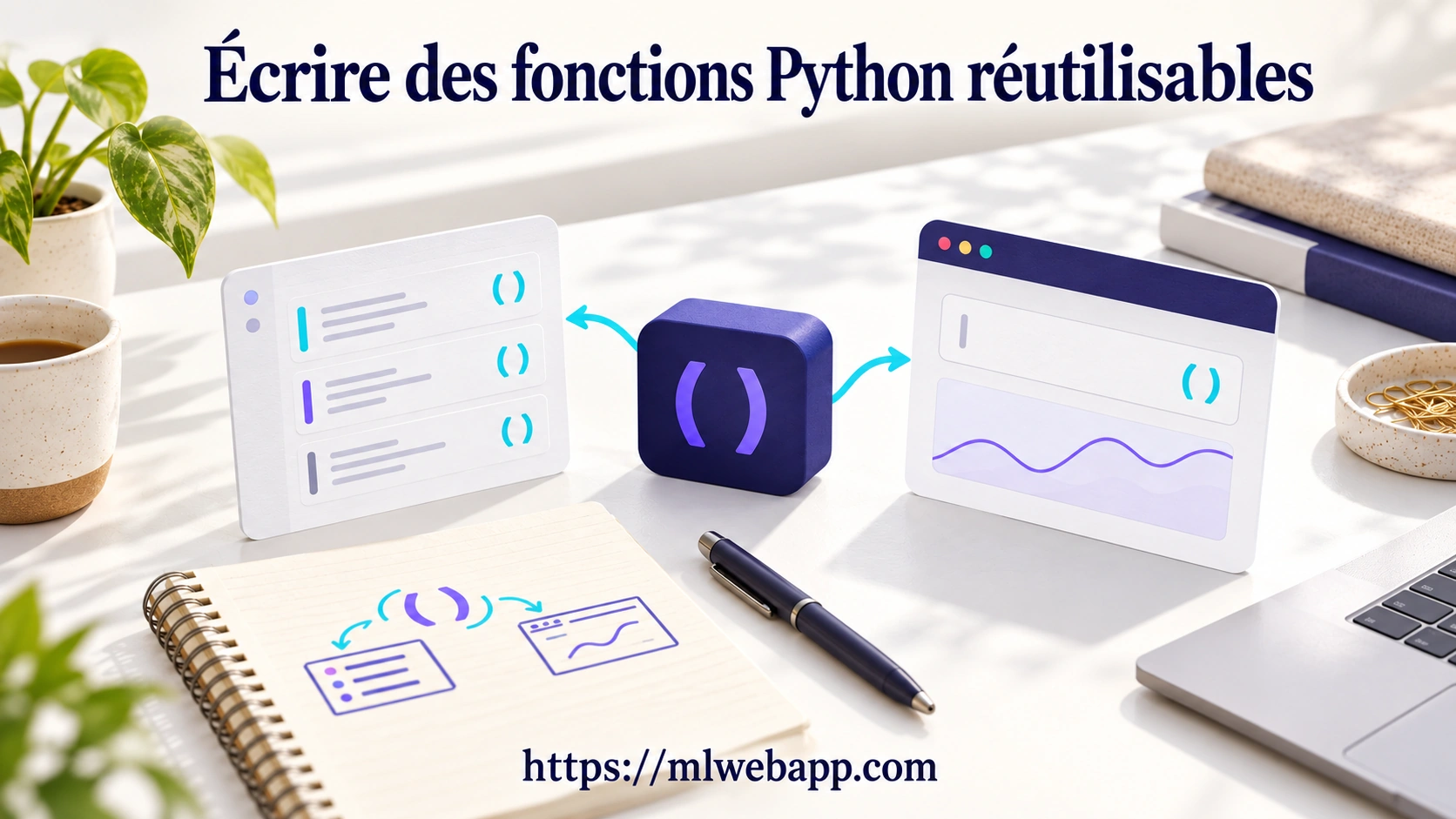 Fonctions Python réutilisables : un même module relié à un notebook et à une application web.