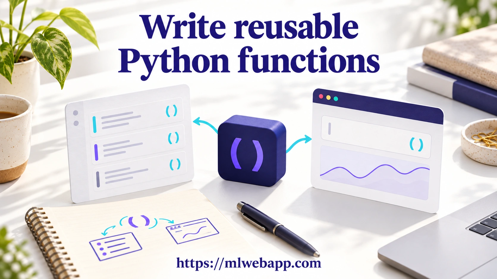 Reusable Python functions: one module connected to a notebook and a web application.