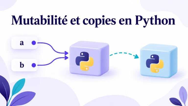 Mutabilité en Python : deux noms renvoient au même objet, puis une copie crée un autre objet.