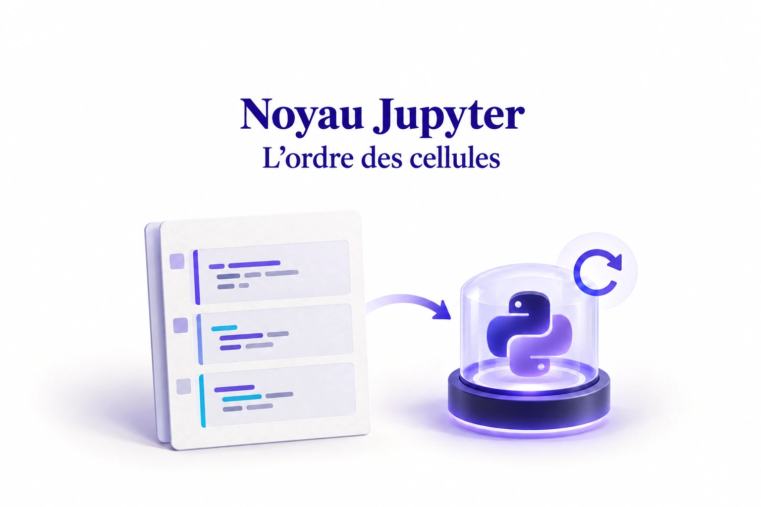 Noyau Jupyter : un notebook envoie ses cellules au noyau Python, dont la mémoire peut être réinitialisée.